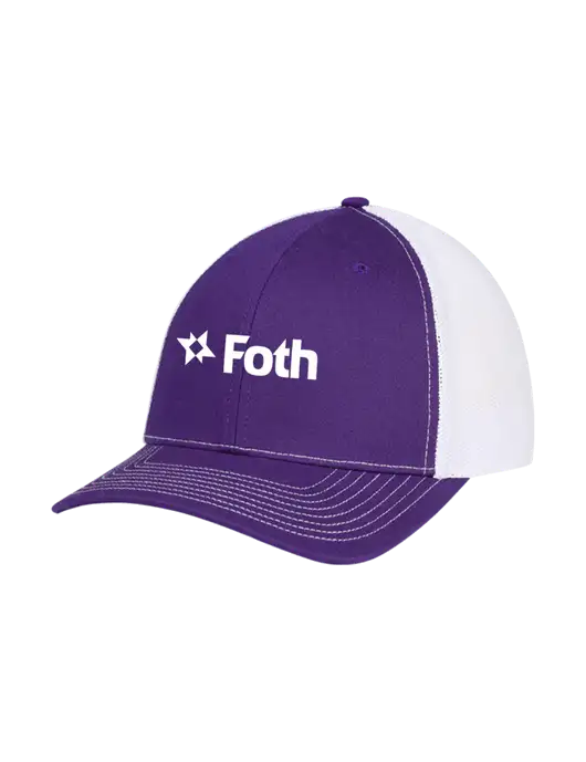 Richardson Adjustable Snapback Original 112 Trucker Cap Purple w/White Mesh w/Foth Logo