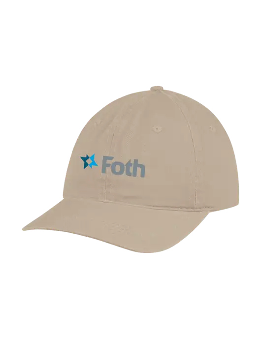 Garment Washed Unstructured Twill Tan Cap w/Foth Logo