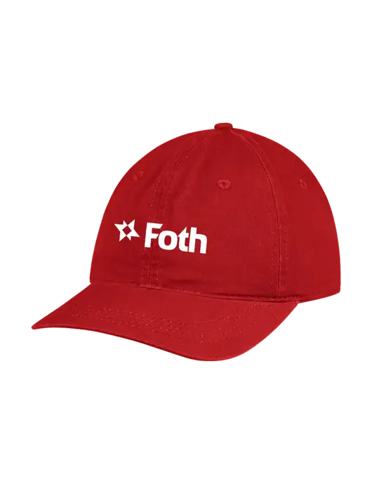 Garment Washed Unstructured Twill Red Cap w/Foth Logo