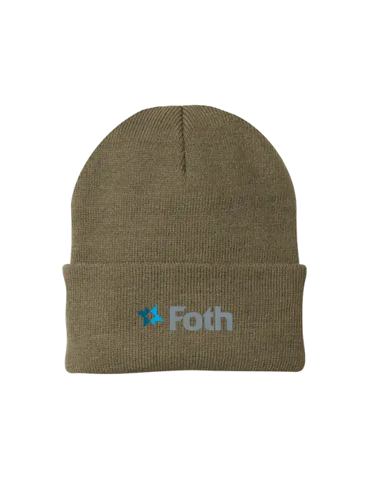 Dark Tan Knit Cap w/Foth Logo