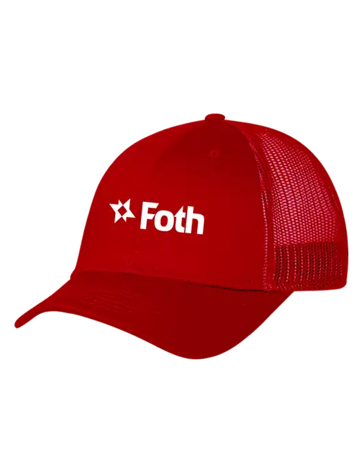 Red Mesh Trucker Cap Snap Back w/Foth Logo