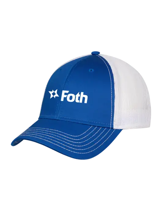 Royal/White Mesh Trucker Cap Snap Back w/Foth Logo