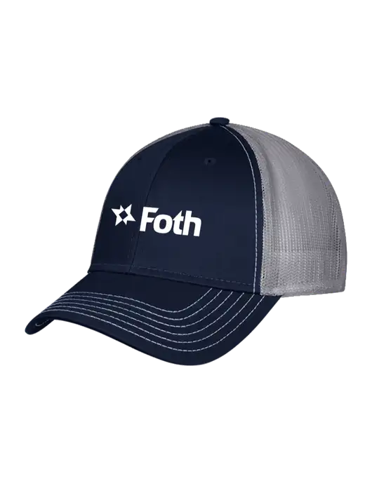 Navy/Grey Mesh Trucker Cap Snap Back w/Foth Logo