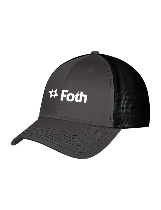 Charcoal/Black Mesh Trucker Cap Snap Back w/Foth Logo