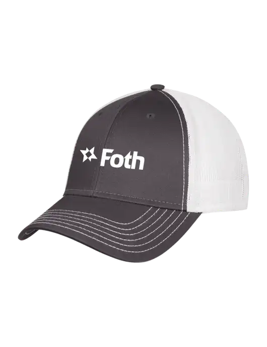 Charcoal/White Mesh Trucker Cap Snap Back w/Foth Logo