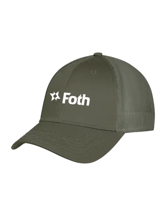 Olive Green Mesh Trucker Cap Snap Back w/Foth Logo
