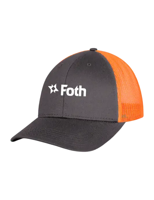 Neon Orange/Charcoal Mesh Trucker Cap Snap Back w/Foth Logo