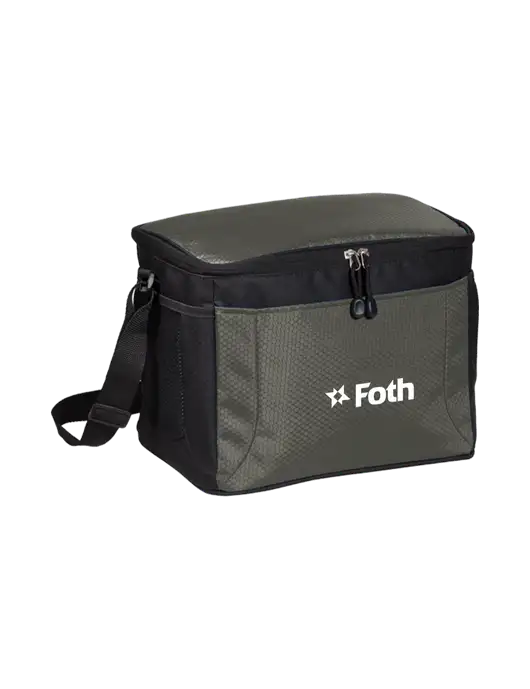12 Can Grey/Black Cube Cooler w/Foth Logo