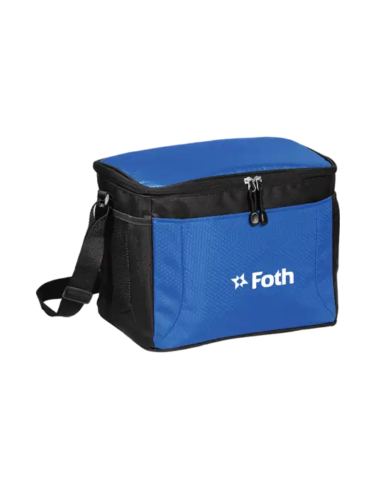 12 Can Twilight Blue/Black Cube Cooler  w/Foth Logo