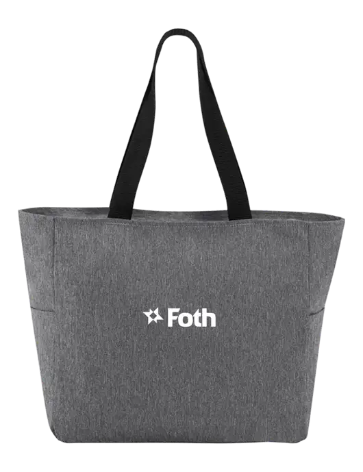 Everyday Heather Grey Zip Tote  w/Foth Logo