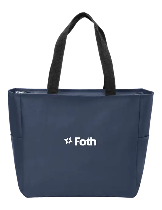 Everyday Navy Zip Tote  w/Foth Logo