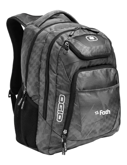 OGIO Race Day Silver Excelsior Laptop Backpack w/Foth Logo