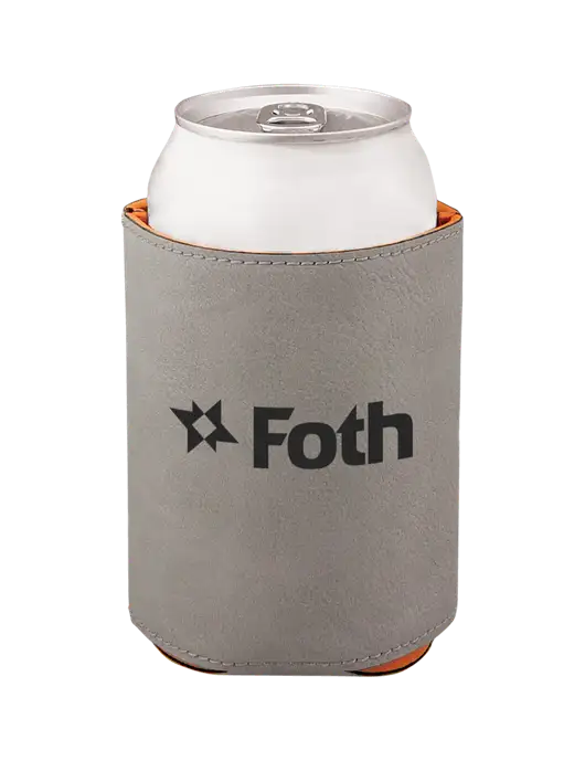 Grey Leatherette Beverage Holder w/Foth Logo