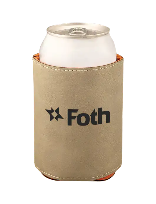 Tan Leatherette Beverage Holder w/Foth Logo