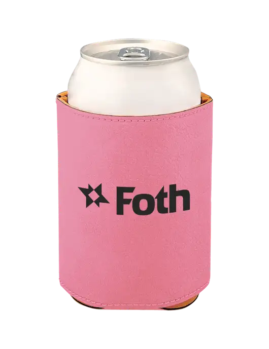 Pink Leatherette Beverage Holder w/Foth Logo