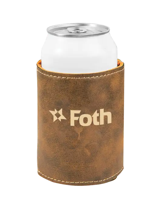 Rustic Leatherette Beverage Holder w/Foth Logo