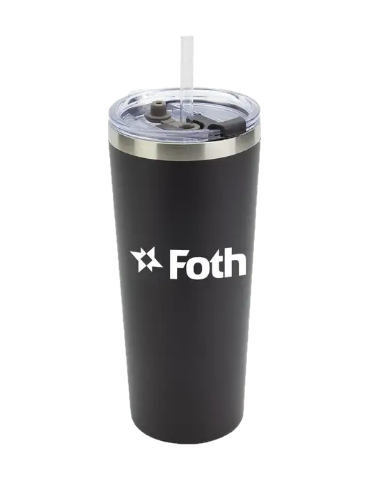 Brighton Black 20 oz Insulated Tumbler & Straw w/Foth Logo