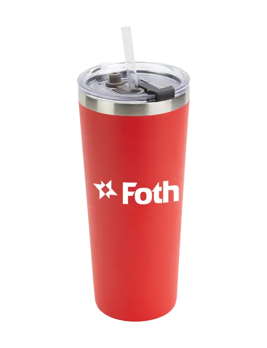 Brighton Red 20 oz Insulated Tumbler & Straw w/Foth Logo