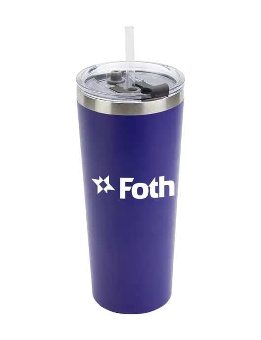 Brighton Blue 20 oz Insulated Tumbler & Straw w/Foth Logo