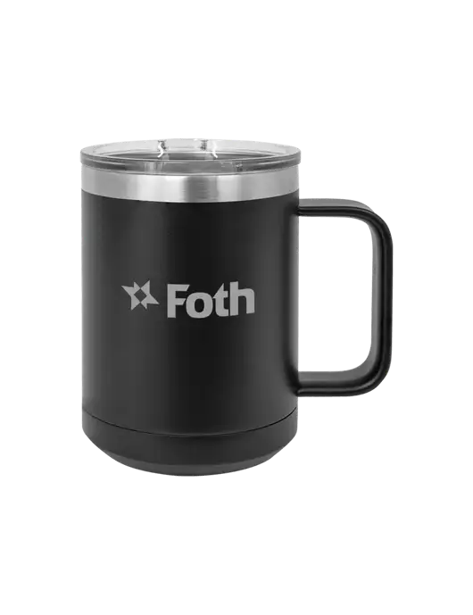 Polar Camel 15 oz Powder Coated Black Vacuum Insulated Mug with Slider Lid w/Foth Logo