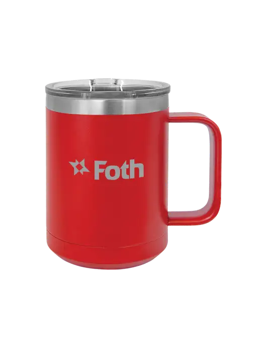 Polar Camel 15 oz Powder Coated Red Vacuum Insulated Mug with Slider Lid w/Foth Logo