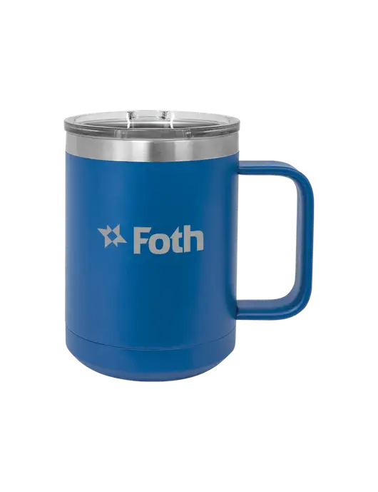 Polar Camel 15 oz Powder Coated Royal Vacuum Insulated Mug with Slider Lid w/Foth Logo