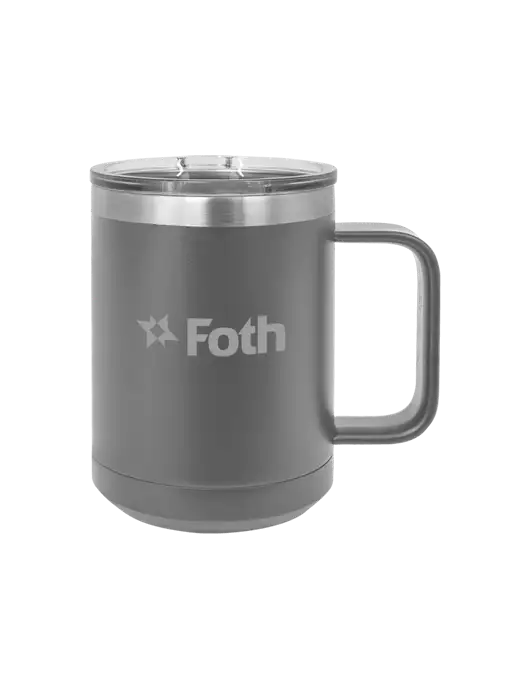 Polar Camel 15 oz Powder Coated Grey Vacuum Insulated Mug with Slider Lid w/Foth Logo
