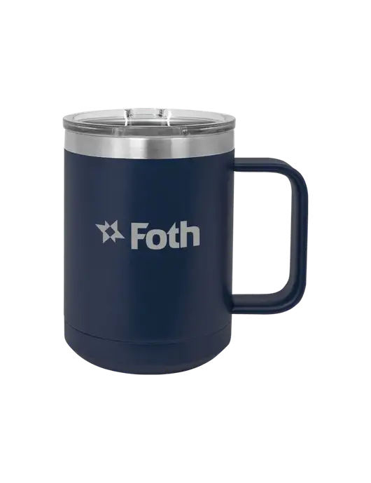 Polar Camel 15 oz Powder Coated Navy Vacuum Insulated Mug with Slider Lid w/Foth Logo