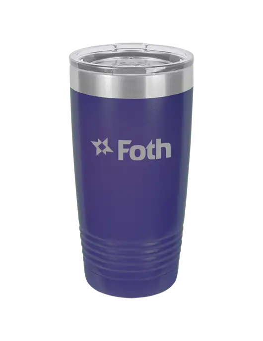 Polar Camel 20 oz Powder Coated Purple Vacuum Insulated Tumbler w/Foth Logo