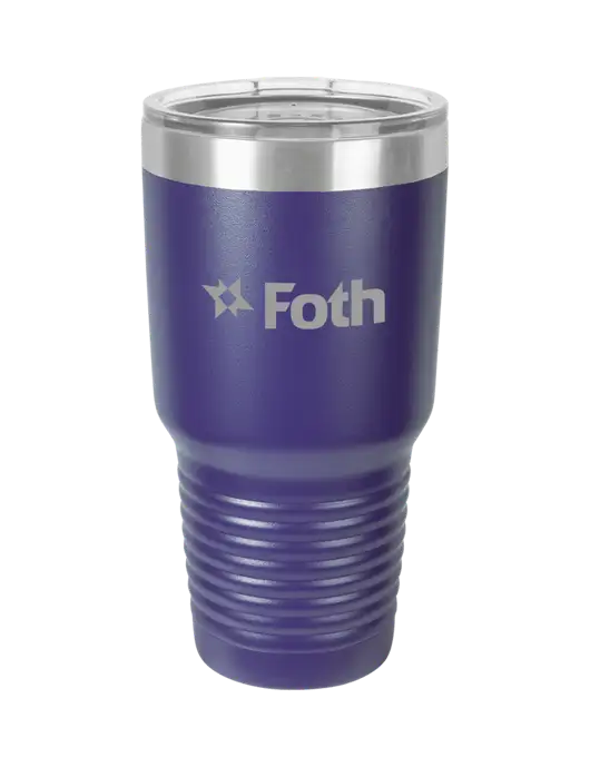 Polar Camel 30 oz Powder Coated Purple Vacuum Insulated Tumbler w/Foth Logo