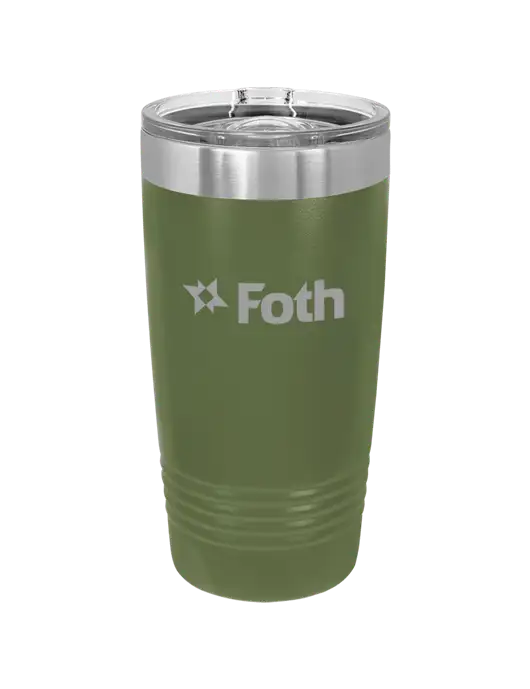 Polar Camel 20 oz Powder Coated Military Green Vacuum Insulated Tumbler w/Foth Logo