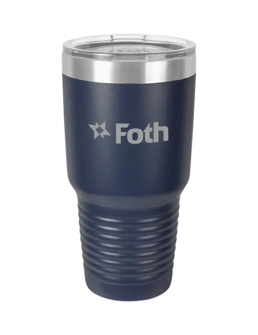 Polar Camel 30 oz Powder Coated Navy Vacuum Insulated Tumbler w/Foth Logo