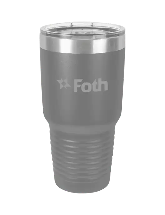 Polar Camel 30 oz Powder Coated Grey Vacuum Insulated Tumbler w/Foth Logo