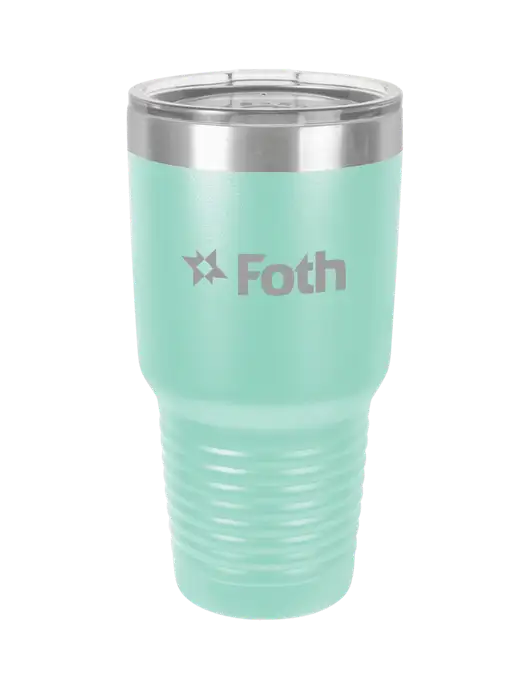 Polar Camel 30 oz Powder Coated Seafoam Vacuum Insulated Tumbler w/Foth Logo