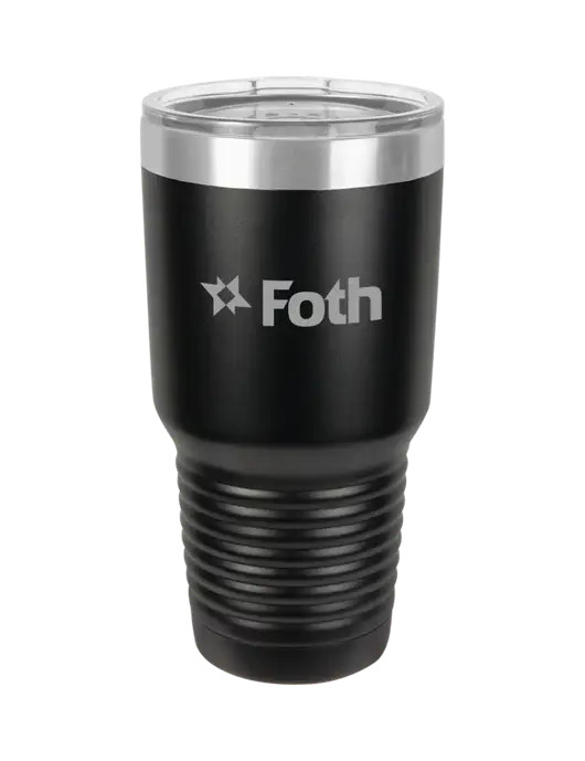 Polar Camel 30 oz Powder Coated Black Vacuum Insulated Tumbler w/Foth Logo