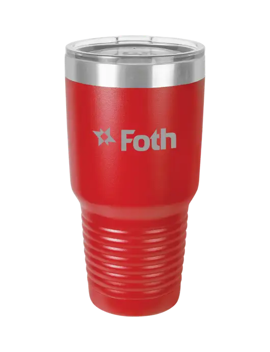 Polar Camel 30 oz Powder Coated Red Vacuum Insulated Tumbler  w/Foth Logo