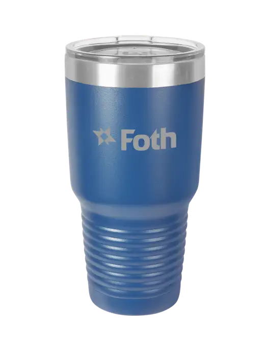 Polar Camel 30 oz Powder Coated Royal Vacuum Insulated Tumbler w/Foth Logo