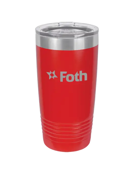 Polar Camel 20 oz Powder Coated Red Vacuum Insulated Tumbler w/Foth Logo