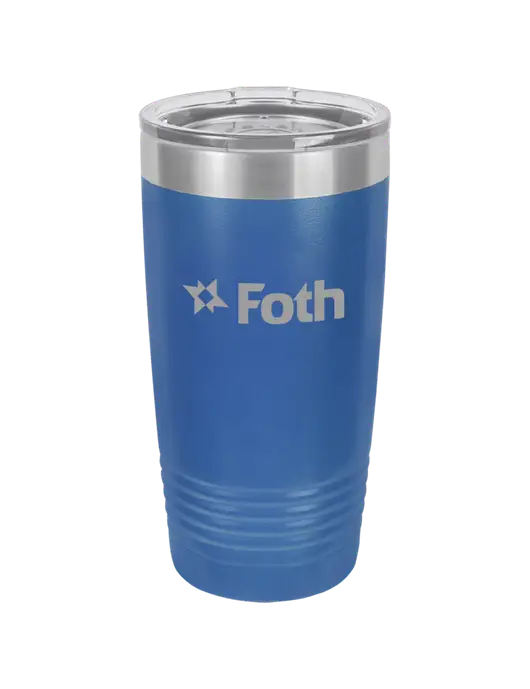 Polar Camel 20 oz Powder Coated Royal Vacuum Insulated Tumbler w/Foth Logo