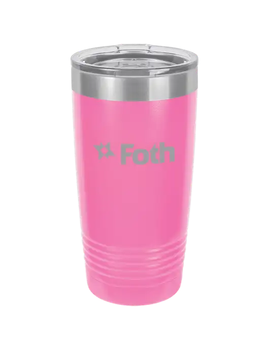 Polar Camel 20 oz Powder Coated Pink Vacuum Insulated Tumbler w/Foth Logo