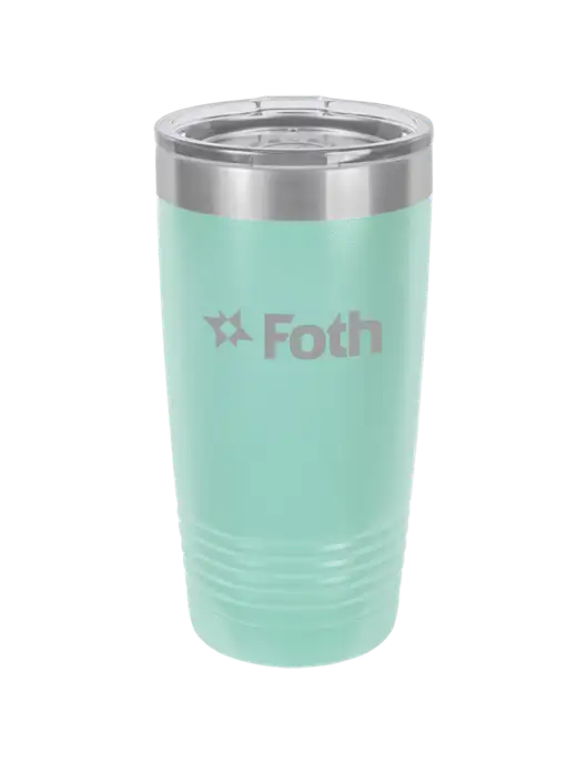 Polar Camel 20 oz Powder Coated Seafoam Vacuum Insulated Tumbler w/Foth Logo