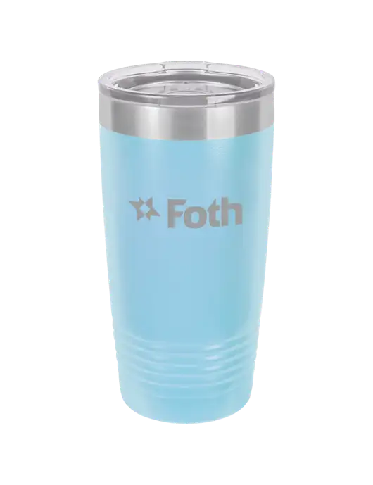 Polar Camel 20 oz Powder Coated Light Blue Vacuum Insulated Tumbler w/Foth Logo