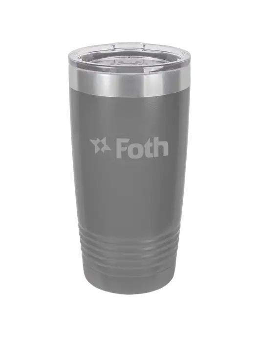 Polar Camel 20 oz Powder Coated Grey Vacuum Insulated Tumbler  w/Foth Logo
