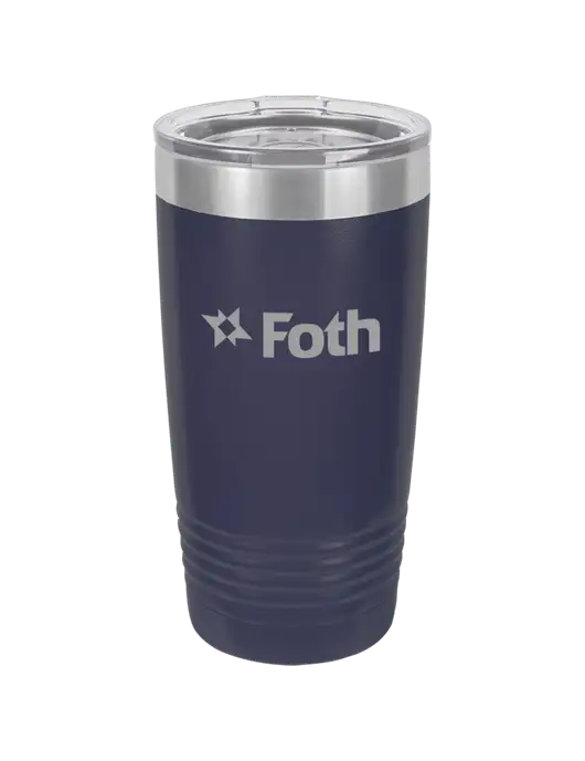 Polar Camel 20 oz Powder Coated Navy Vacuum Insulated Tumbler w/Foth Logo