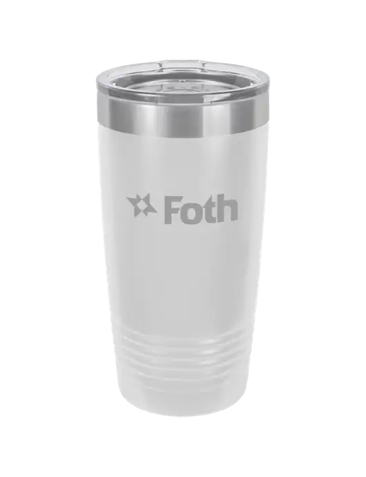 Polar Camel 20 oz Powder Coated White Vacuum Insulated Tumbler  w/Foth Logo