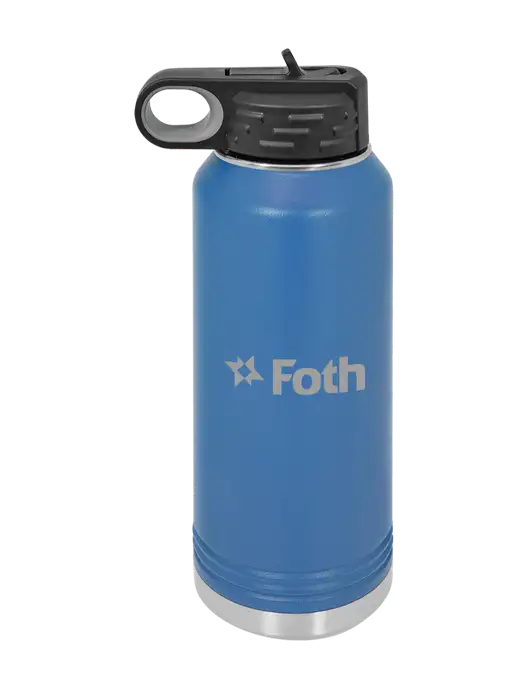 Polar Camel 32 oz Powder Coated Royal Vacuum Insulated Water Bottle w/Foth Logo