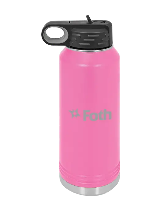 Polar Camel 32 oz Powder Coated Pink Vacuum Insulated Water Bottle w/Foth Logo