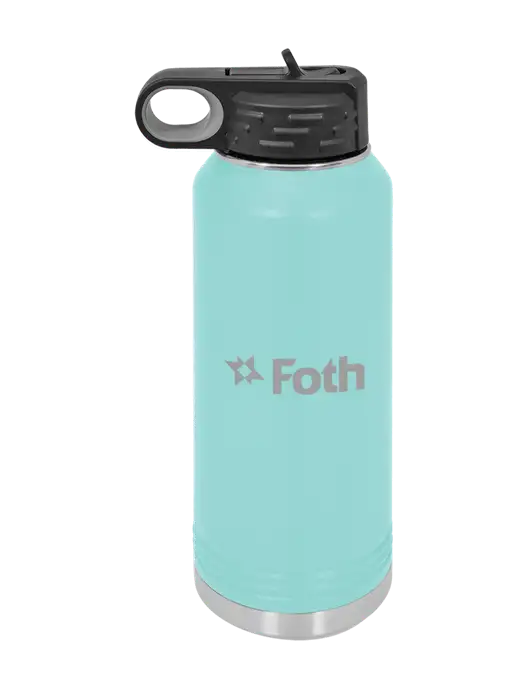 Polar Camel 32 oz Powder Coated Seafoam Vacuum Insulated Water Bottle w/Foth Logo