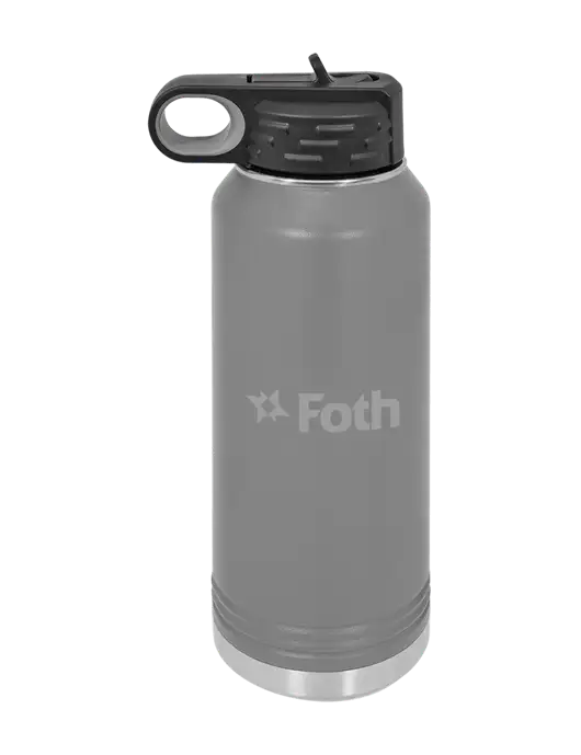 Polar Camel 32 oz Powder Coated Grey Vacuum Insulated Water Bottle w/Foth Logo