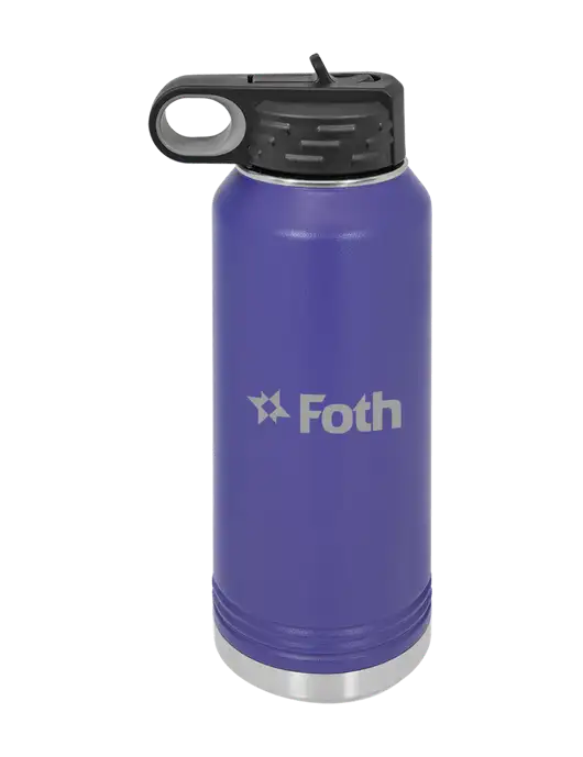 Polar Camel 32 oz Powder Coated Purple Vacuum Insulated Water Bottle w/Foth Logo